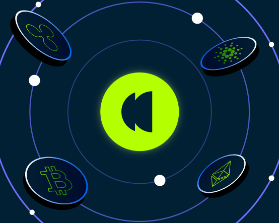 Graphic of coins and tokens protected by Coincover logo